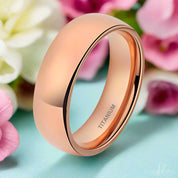 Dome Unisex Titanium Rose Gold Wedding Band-Evani Naomi Jewelry