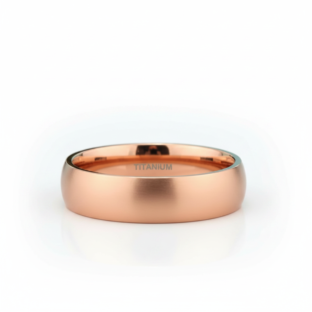 Dome Unisex Titanium Rose Gold Wedding Band - Evani Naomi Jewelry