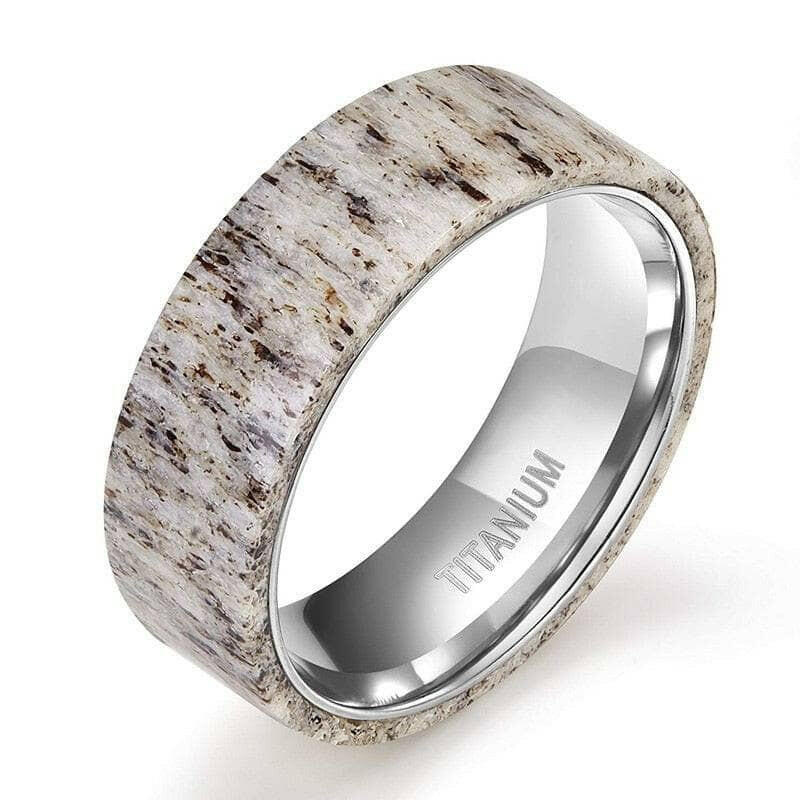 Domed Deer Antler Titanium Men's Wedding Band-Evani Naomi Jewelry