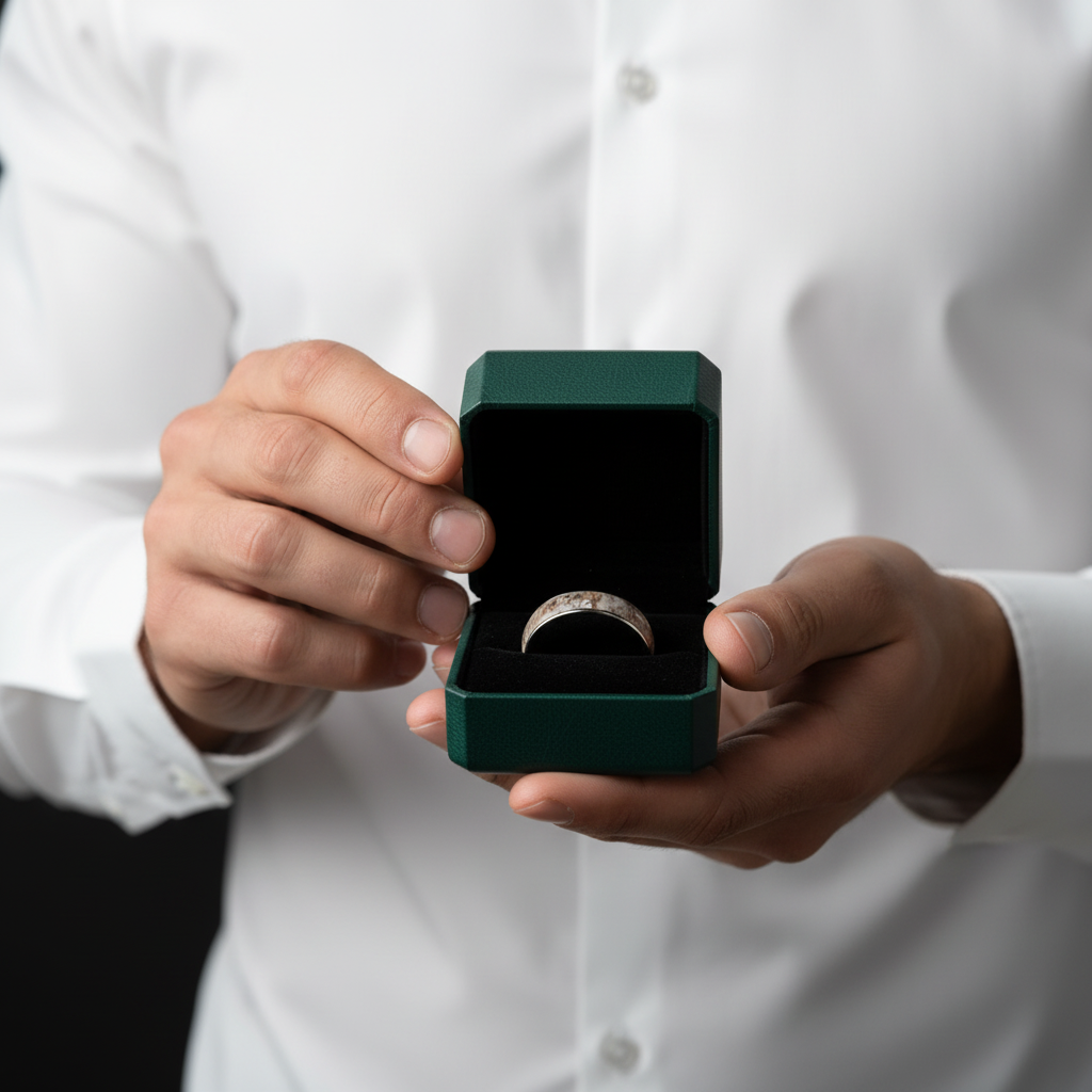 Domed Deer Antler Titanium Men's Wedding Band - Evani Naomi Jewelry