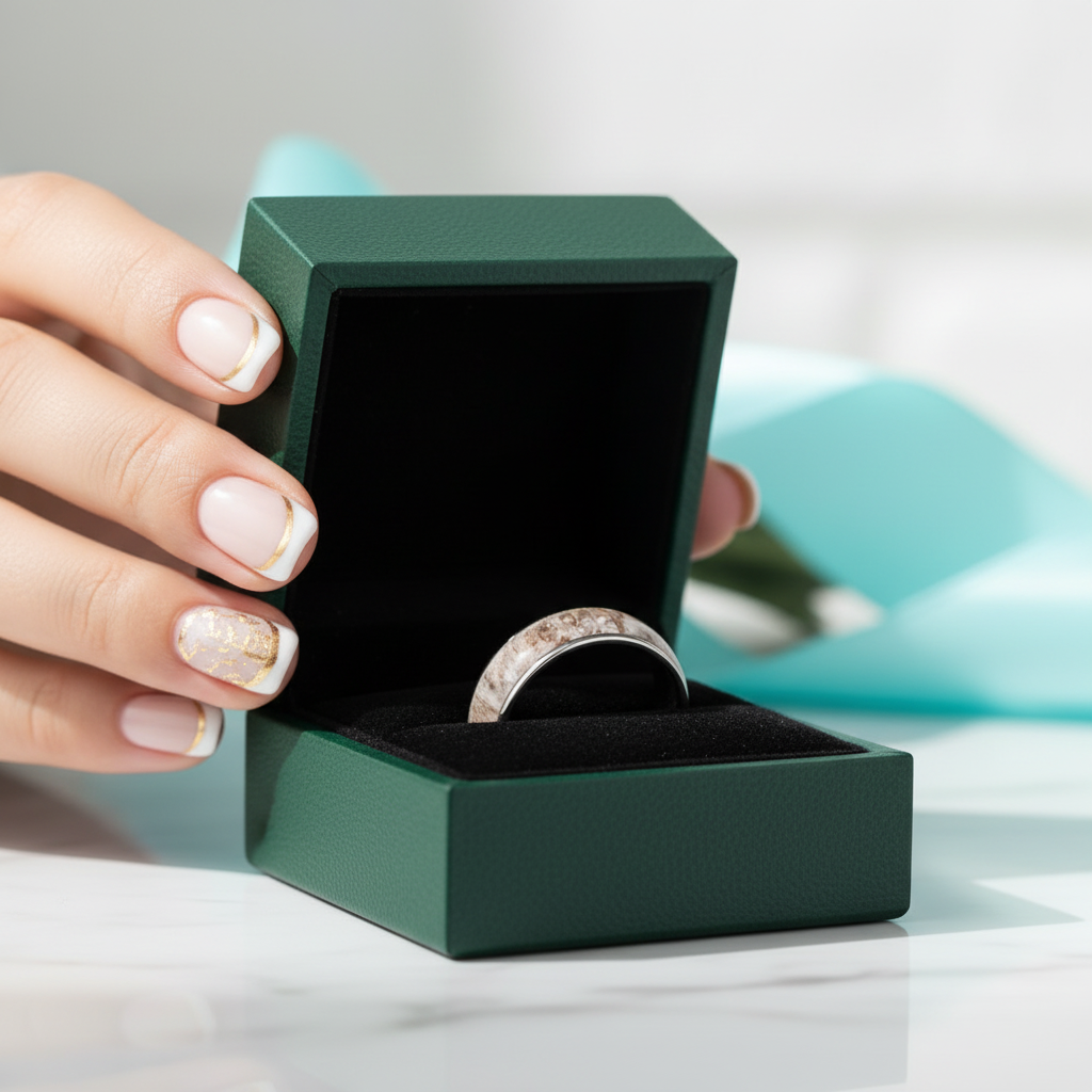 Domed Deer Antler Titanium Men's Wedding Band - Evani Naomi Jewelry