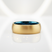 Domed Gold & Blue Tungsten Men's Wedding Band - Evani Naomi Jewelry