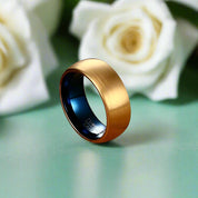 Domed Gold & Blue Tungsten Men's Wedding Band-Evani Naomi Jewelry