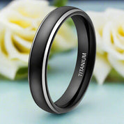 Domed Matte Black Unisex Titanium Wedding Band-Evani Naomi Jewelry