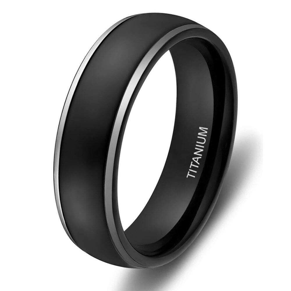 Domed Matte Black Unisex Titanium Wedding Band-Evani Naomi Jewelry