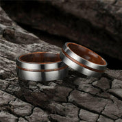 Domed Unisex Titanium Wedding Band with Wood-Evani Naomi Jewelry