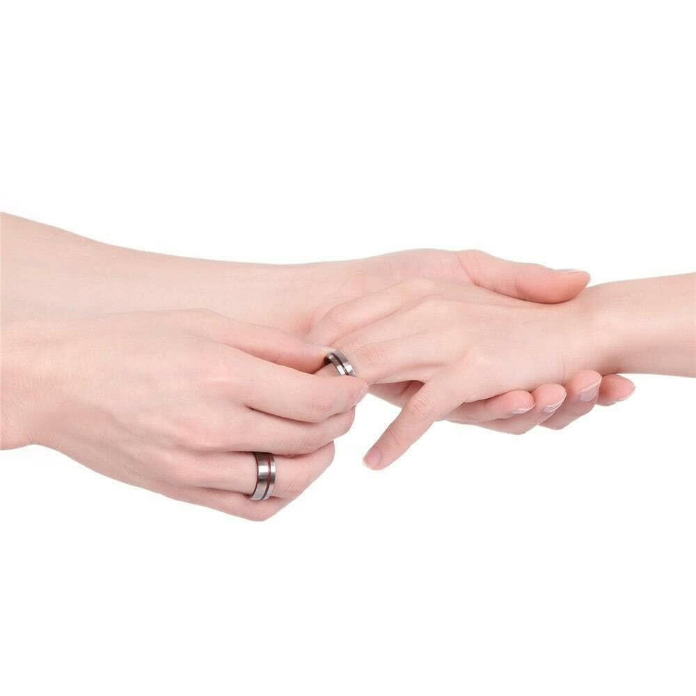 Domed Unisex Titanium Wedding Band with Wood-Evani Naomi Jewelry