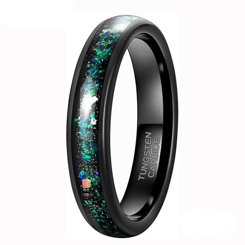 Domed Unisex Tungsten Wedding Band with Multi-Colors Opal Inlay-Evani Naomi Jewelry