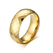 Domed Yellow Gold Rhombus Tungsten Men's Wedding Band-Evani Naomi Jewelry