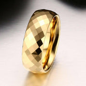 Domed Yellow Gold Rhombus Tungsten Men's Wedding Band-Evani Naomi Jewelry
