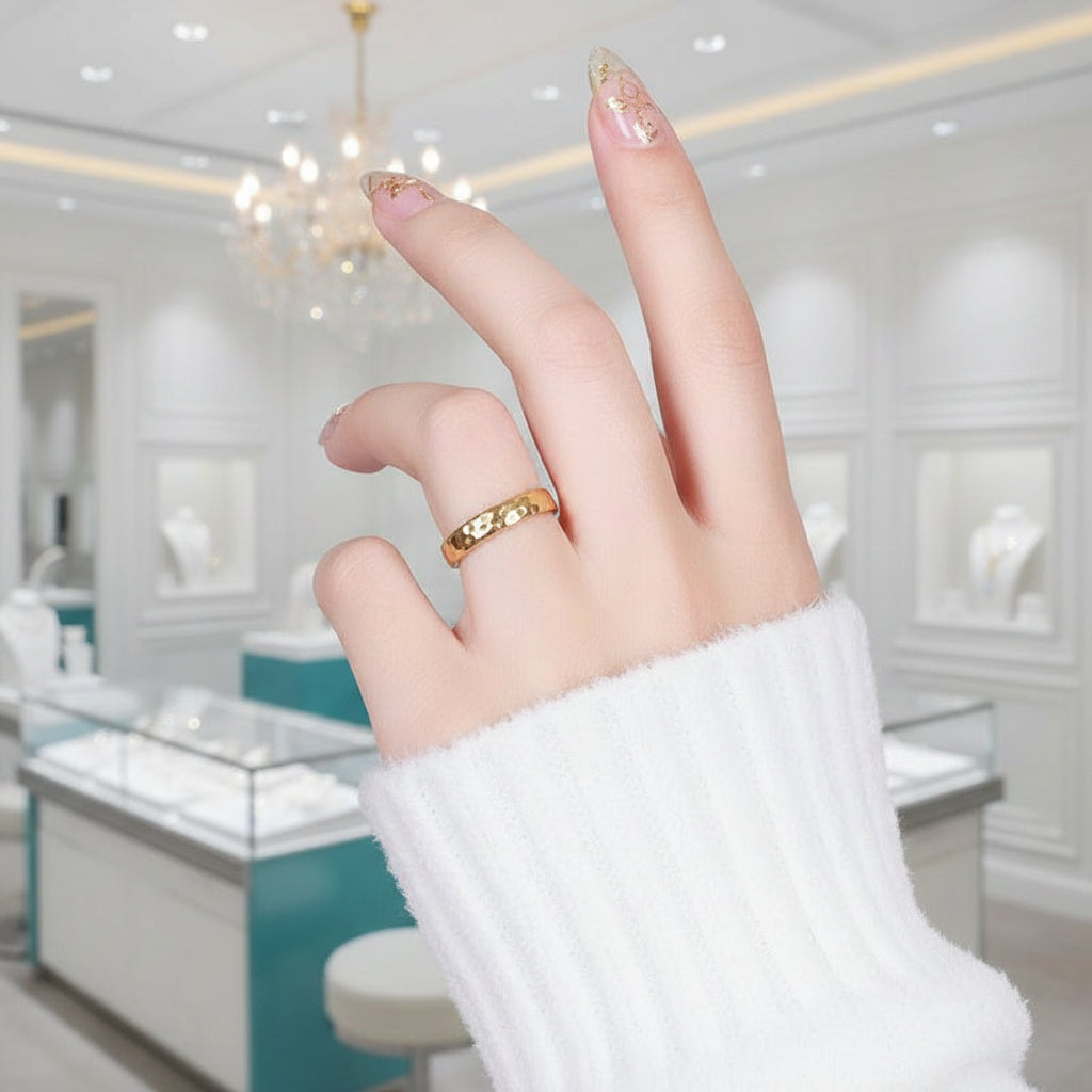 Domed Yellow Gold Rhombus Tungsten Men's Wedding Band-Evani Jewelry