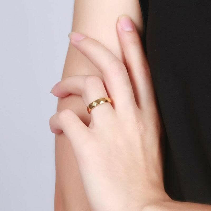 Domed Yellow Gold Rhombus Tungsten Men's Wedding Band-Evani Naomi Jewelry