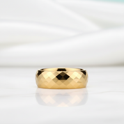 Domed Yellow Gold Rhombus Tungsten Men's Wedding Band - Evani Naomi Jewelry