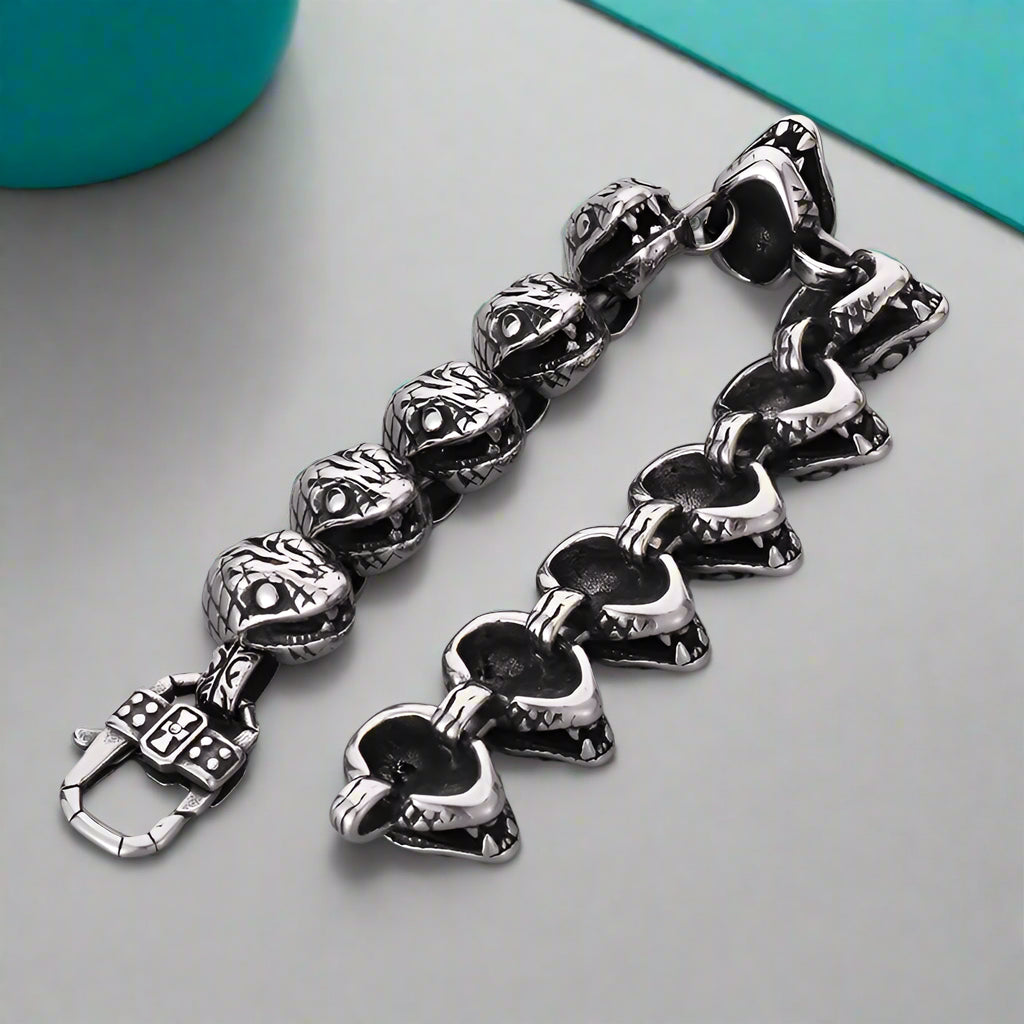 Domineering Snake Head Link Chain Bracelet-Evani Naomi Jewelry