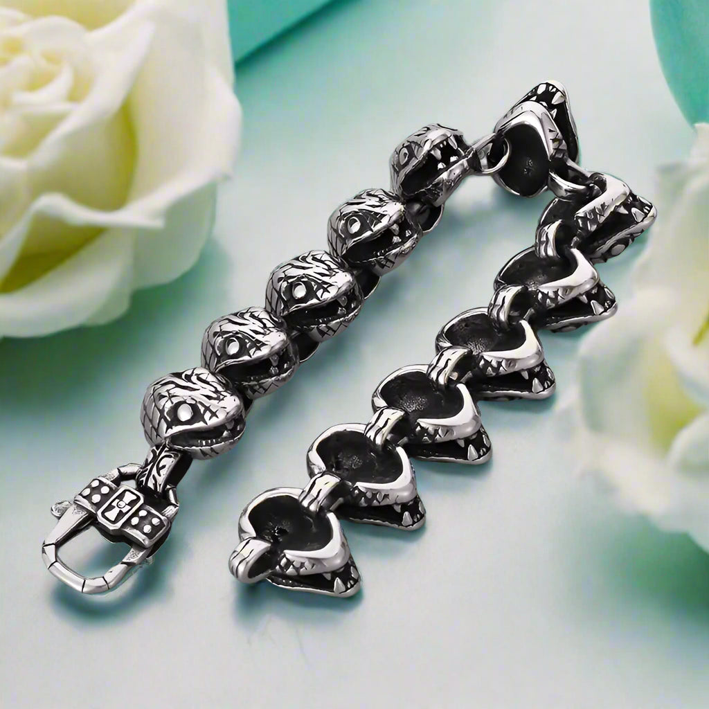 Domineering Snake Head Link Chain Bracelet-Evani Jewelry