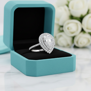 Double Halo 2.0 Ct Pear Cut Diamond Engagement Ring-Evani Jewelry
