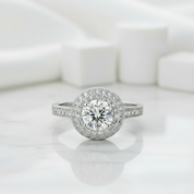 Double-Halo Round 1.00 ct Diamond Engagement Ring-Evani Jewelry
