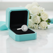 Double-Halo Round 1.00 ct Diamond Engagement Ring-Evani Jewelry