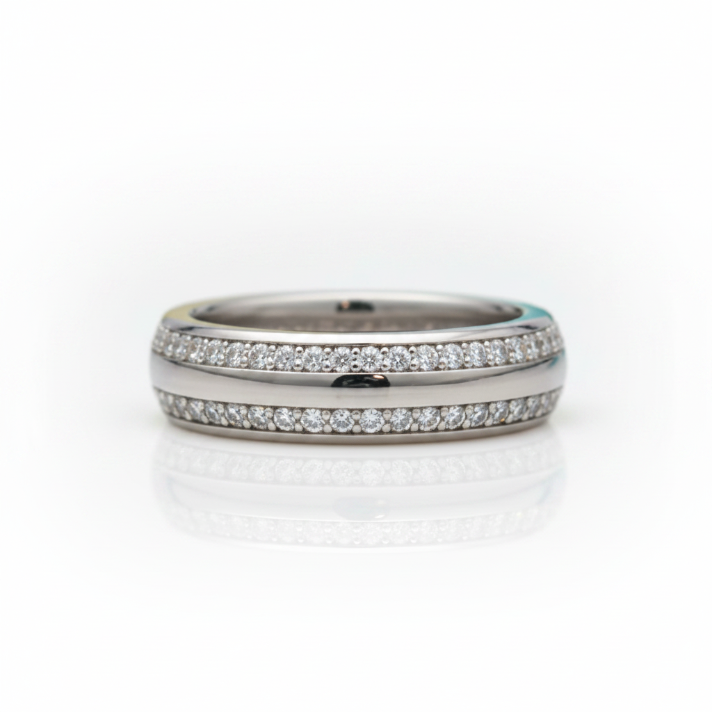 Double Inlay Diamond Option Wedding Band - Evani Naomi Jewelry