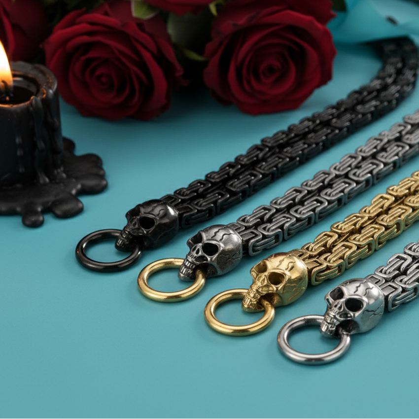 Double Layer Royal Chain Skull Bracelet-Evani Naomi Jewelry