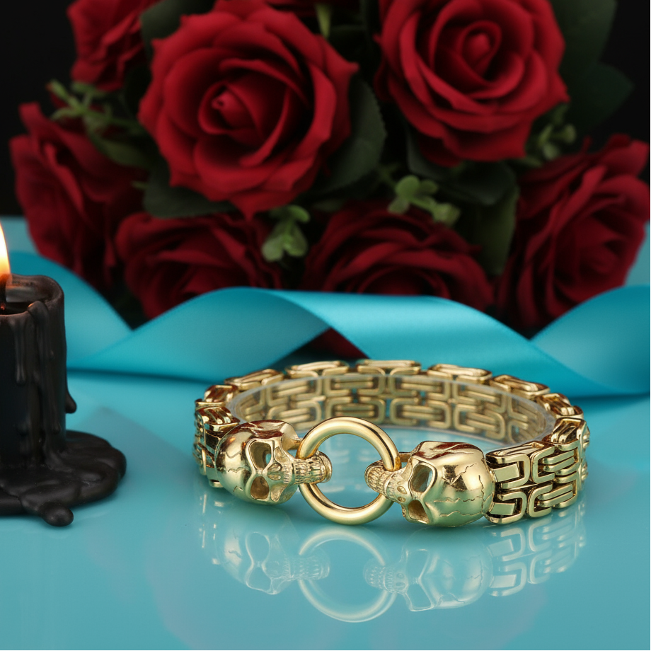 Double Layer Royal Chain Skull Bracelet-Evani Naomi Jewelry