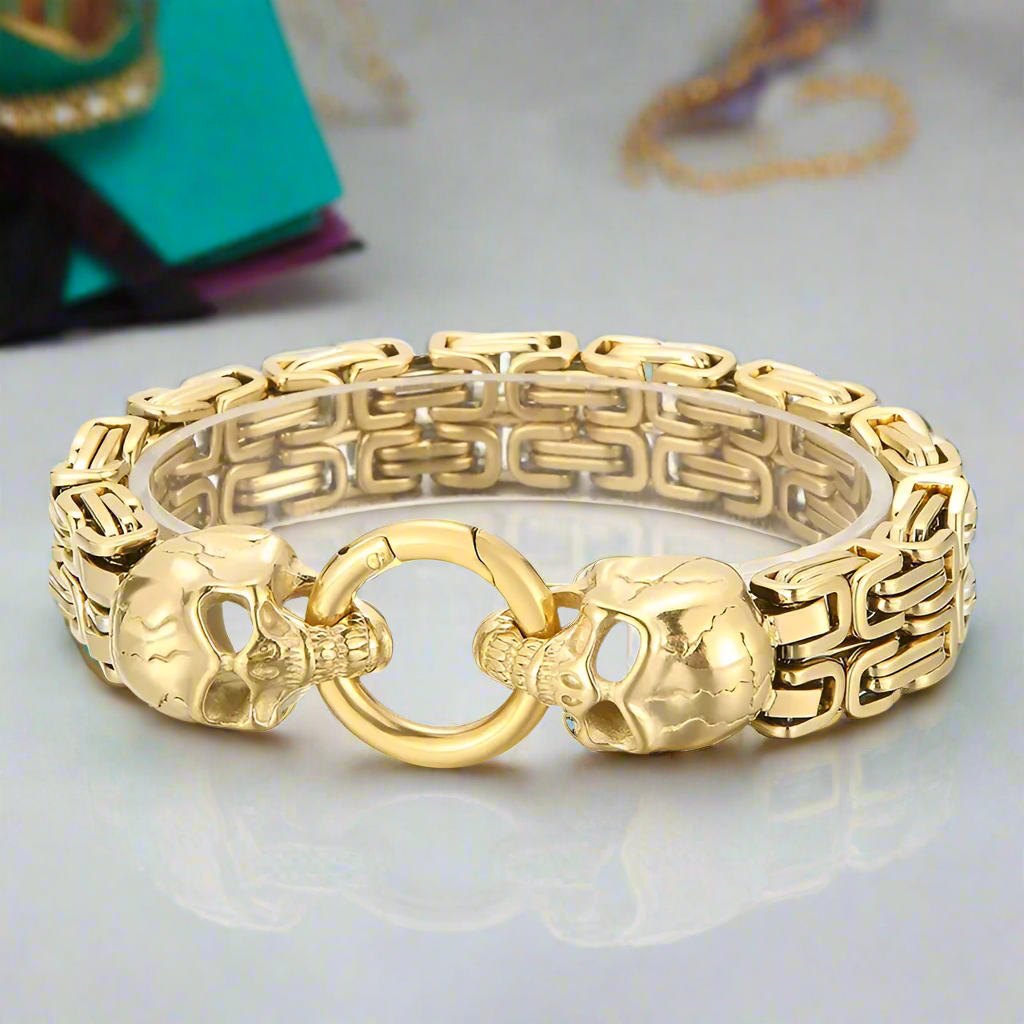Double Layer Royal Chain Skull Bracelet-Evani Naomi Jewelry