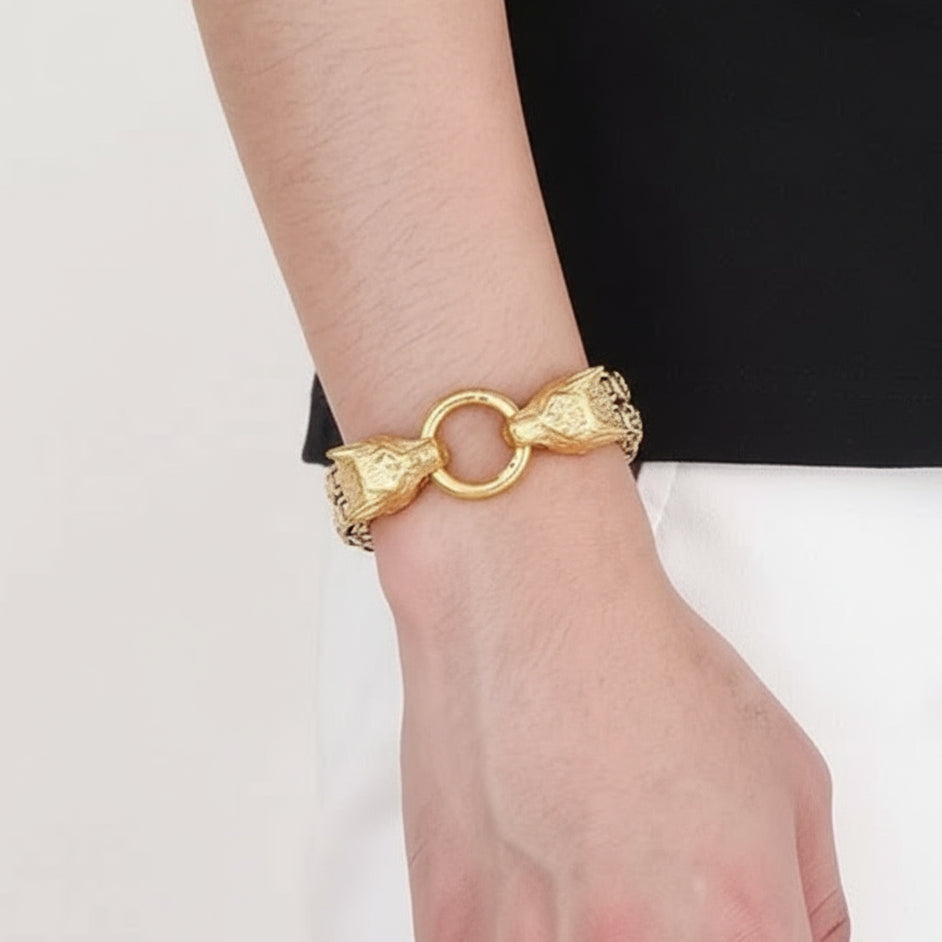 Double Royal Chain Wolf Punk Bracelet-Evani Jewelry