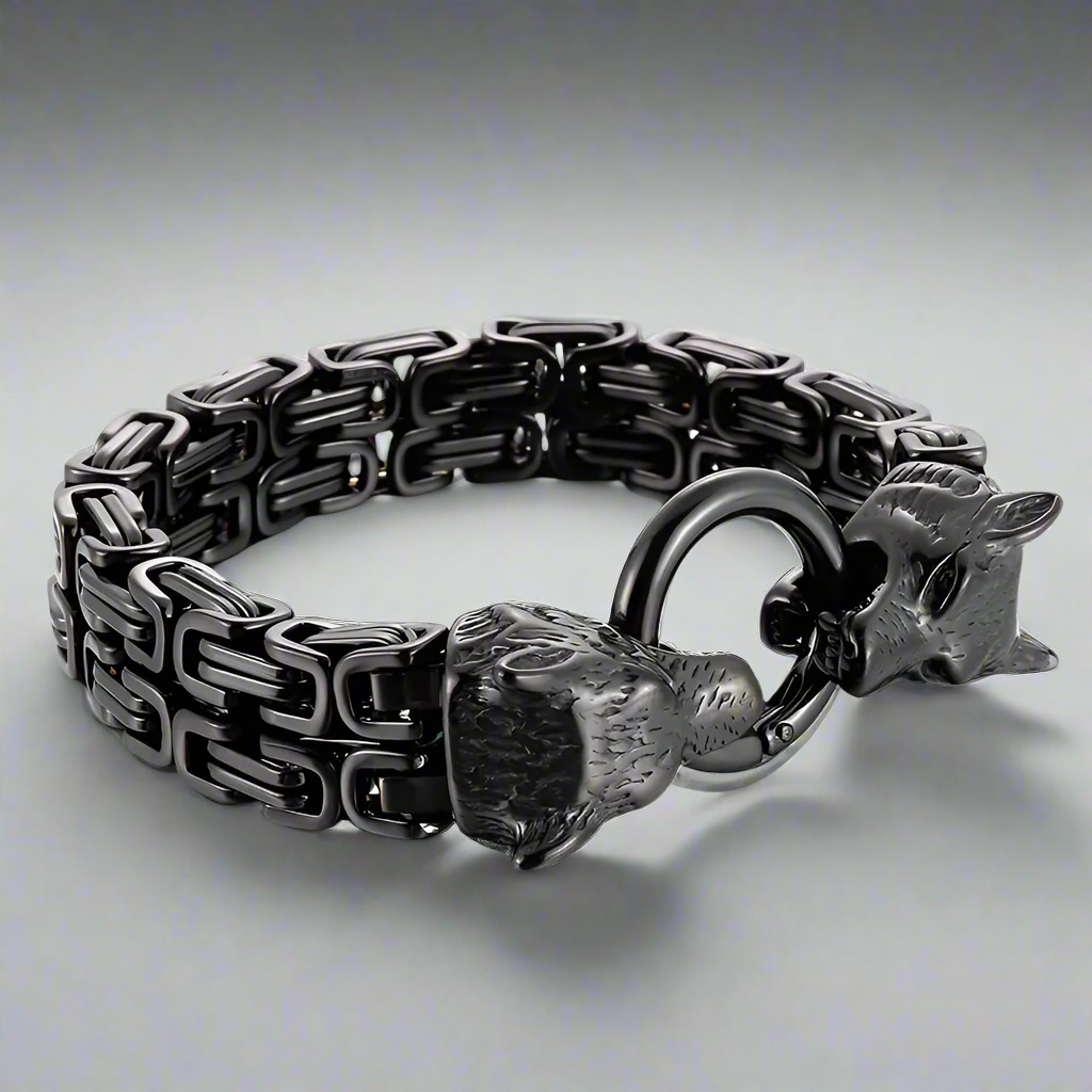 Double Royal Chain Wolf Punk Bracelet-Evani Naomi Jewelry