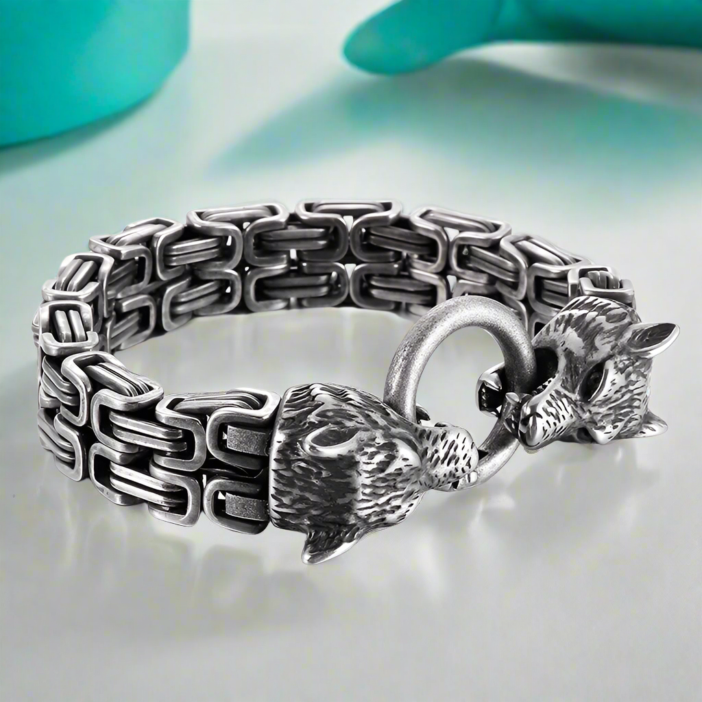 Double Royal Chain Wolf Punk Bracelet-Evani Naomi Jewelry