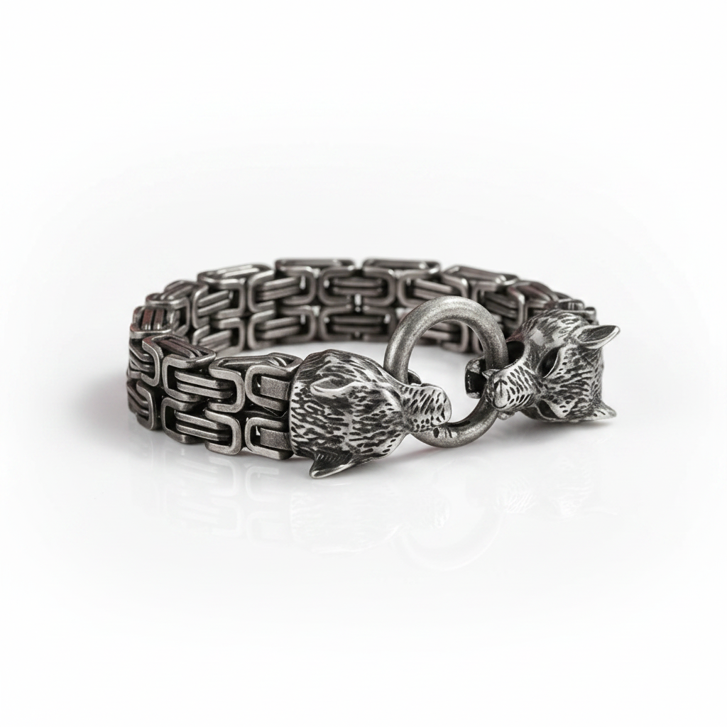 Double Royal Chain Wolf Punk Bracelet