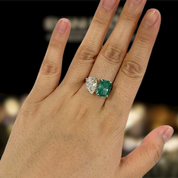 Double Stone Radiant & Pear Cut White Gold Engagement Ring-Evani Naomi Jewelry