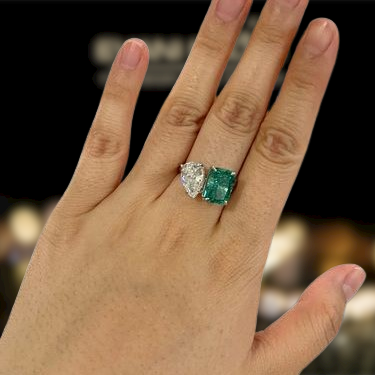 Double Stone Radiant & Pear Cut White Gold Engagement Ring-Evani Jewelry
