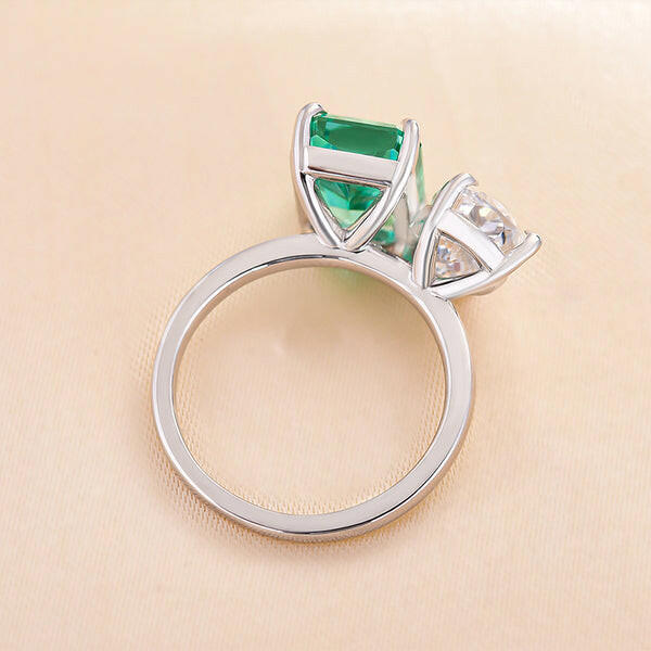 Double Stone Radiant & Pear Cut White Gold Engagement Ring-Evani Naomi Jewelry