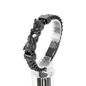 Double Wolf Head Biker Net Bracelet-Evani Naomi Jewelry
