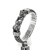 Double Wolf Head Biker Net Bracelet-Evani Naomi Jewelry