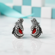 Dragon Claw Holding a Mysterious Dome Garnet Earrings-Evani Jewelry