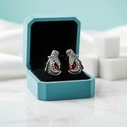 Dragon Claw Holding a Mysterious Dome Ruby Earrings-Evani Jewelry