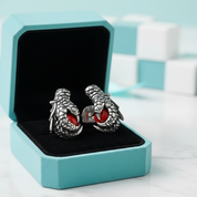 Dragon Claw Holding a Mysterious Dome Garnet Earrings-Evani Jewelry