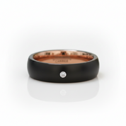 Diamond Option Alternative Brushed Black Surface with Rose Gold Tungsten Wedding Band - Evani Naomi Jewelry