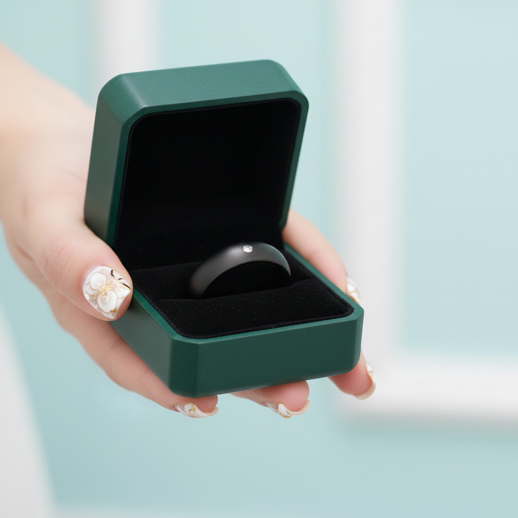 Diamond Option Alternative Brushed Black Surface with Rose Gold Tungsten Wedding Band - Evani Naomi Jewelry