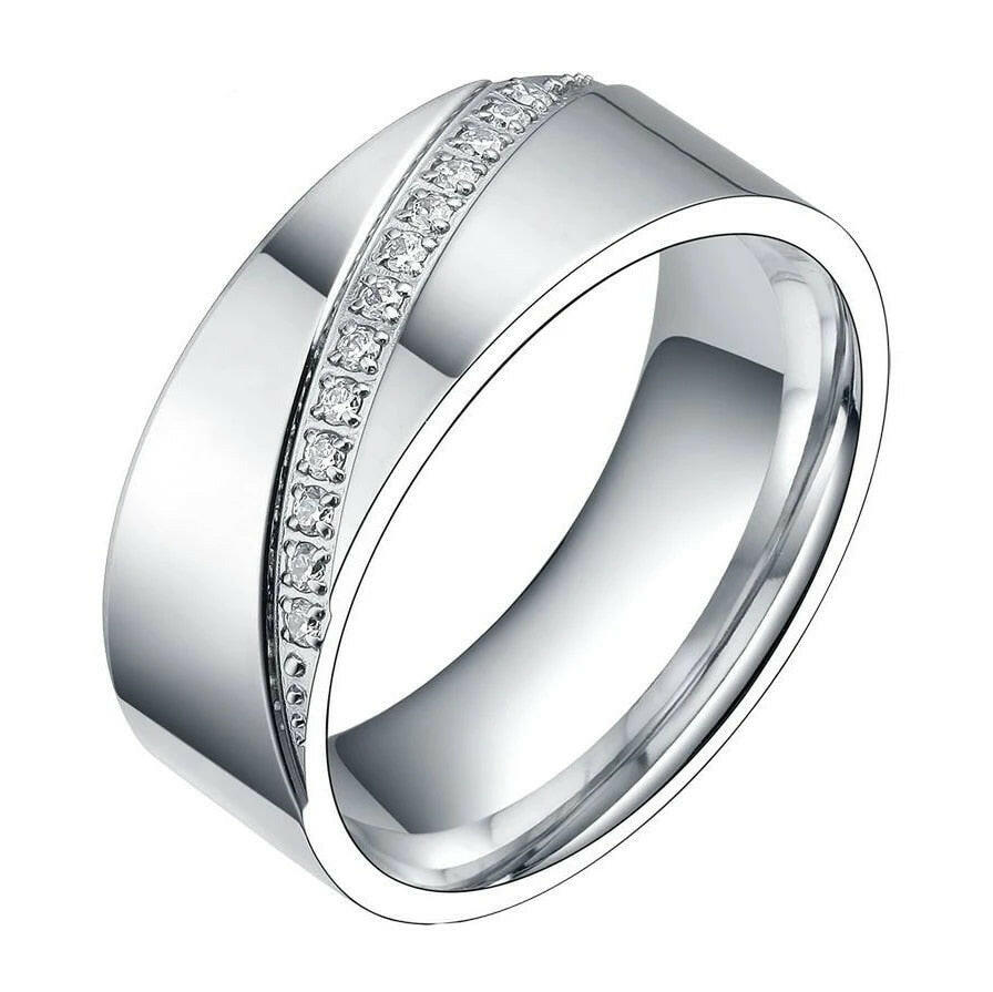 EVN Diamond Alternative Unisex Titanium Eternity Wedding Band-Evani Naomi Jewelry