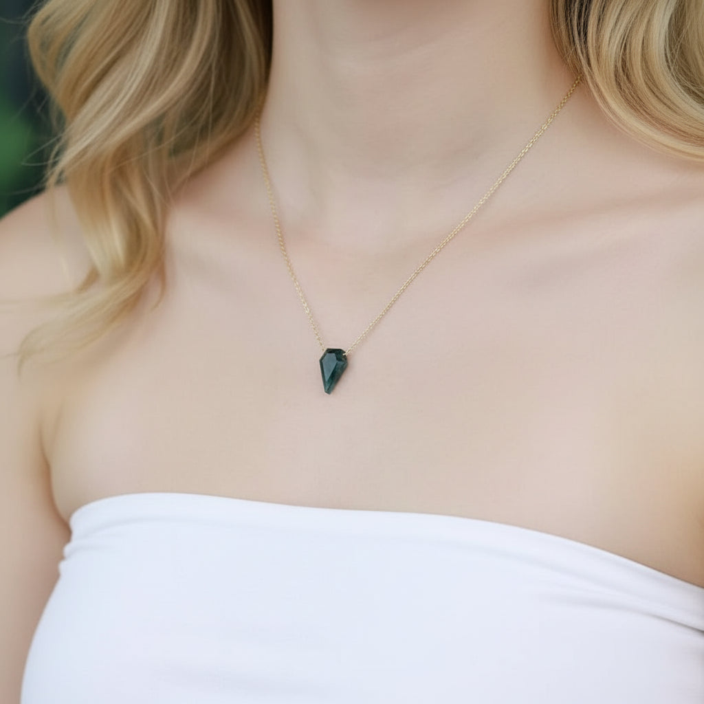 Beneath a Shared Horizon- Natural Moss Agate Necklace-Evani Jewelry