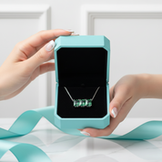 Perfect Match- Three Stone Natural Moss Agate Necklace