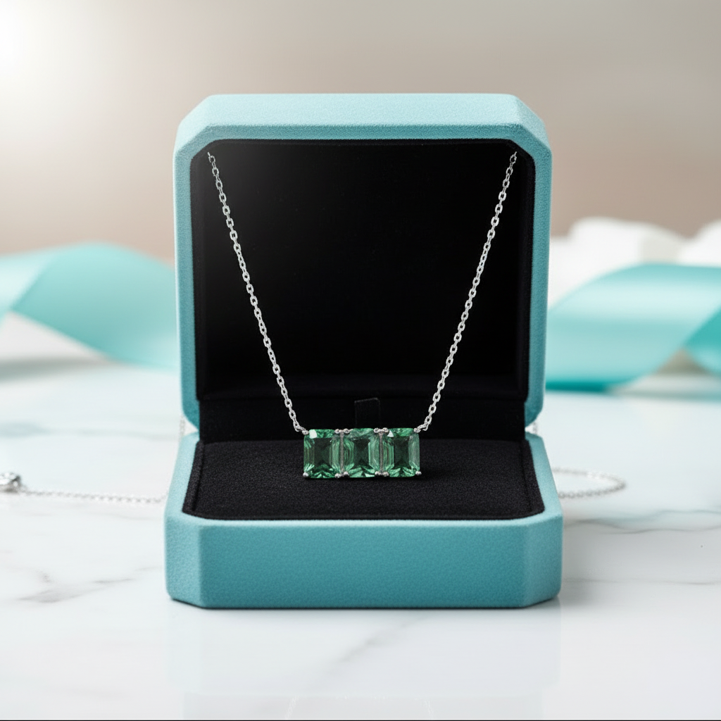 Perfect Match- Three Stone Natural Moss Agate Necklace - Evani Naomi Jewelry