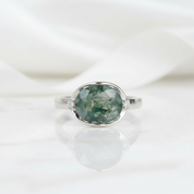 Stardust Romance- Natural Moss Agate Gemstone Ring