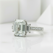 Unique Octagon Cut Diamond Three Stone Engagement Ring-Evani Jewelry