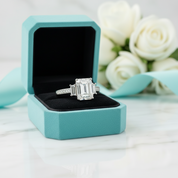 Unique Octagon Cut Diamond Three Stone Engagement Ring-Evani Jewelry