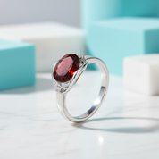Oval Cut Ruby Birthstone Gemstone Ring-Evani Jewelry