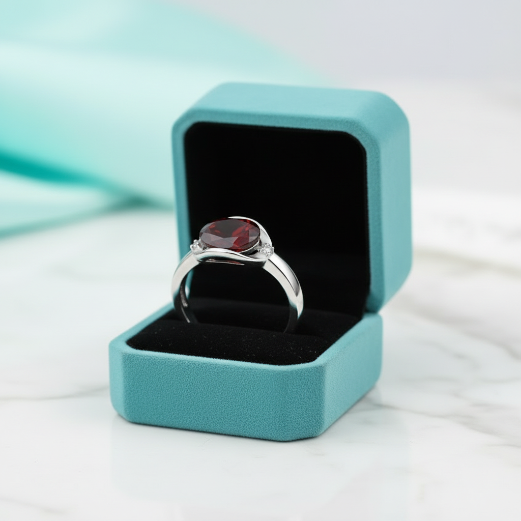 Oval Cut Ruby Birthstone Gemstone Ring-Evani Jewelry