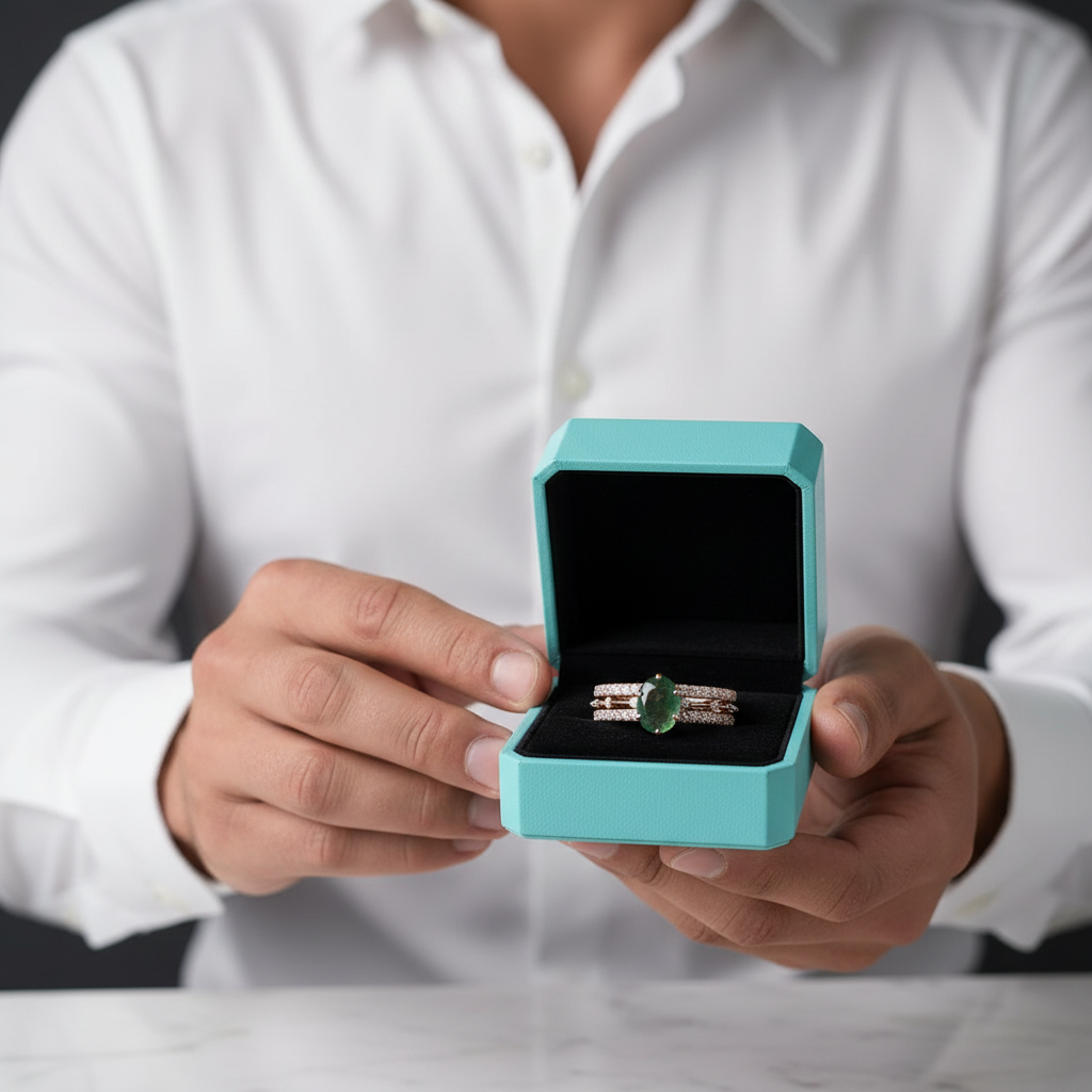 Heartwood of Us- Vintage Natural Moss Agate Engagement Ring Set